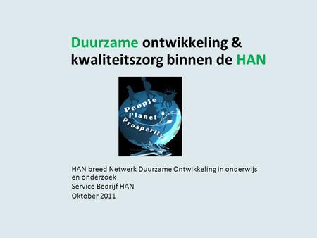 Duurzame ontwikkeling & kwaliteitszorg binnen de HAN