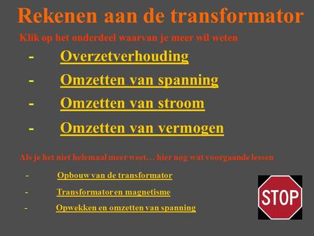 Rekenen aan de transformator