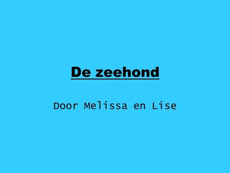 De zeehond Door Melissa en Lise.