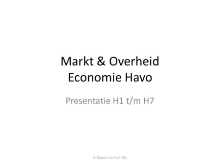 Markt & Overheid Economie Havo