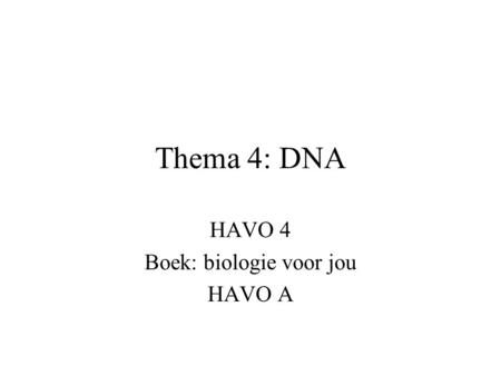 HAVO 4 Boek: biologie voor jou HAVO A