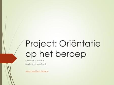 Project: Oriëntatie op het beroep