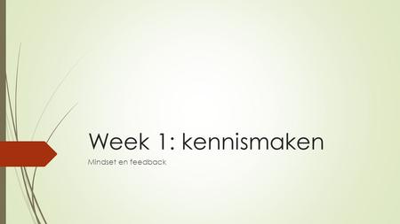 Week 1: kennismaken Mindset en feedback.