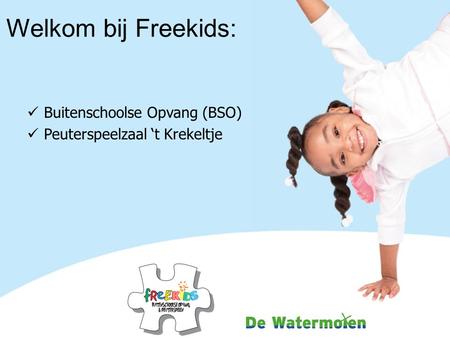 Welkom bij Freekids: Buitenschoolse Opvang (BSO) Peuterspeelzaal ‘t Krekeltje.
