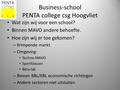 Business-school PENTA college csg Hoogvliet Wat zijn wij voor een school? Binnen MAVO andere behoefte. Hoe zijn wij er toe gekomen? – Krimpende markt –