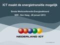 © 2012 Nederland ICT 1 ICT maakt de energietransitie mogelijk Eerste Werkconferentie Energieakkoord SER, Den Haag, 28 januari 2013.