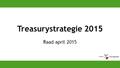 Treasurystrategie 2015 Raad april 2015. 3 maart 20152 Opgenomen in collegeprogramma Aanzienlijke financieringsbehoefte 2015 Wettelijke kaders Kapitaalmarkt.