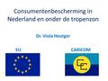 Consumentenbescherming in Nederland en onder de tropenzon Dr. Viola Heutger EU CARICOM.