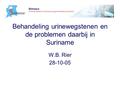 Stimesur Stichting Medische ondersteuning gezondheidszorg Suriname Behandeling urinewegstenen en de problemen daarbij in Suriname W.B. Rier 28-10-05.