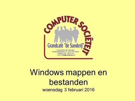 Windows mappen en bestanden woensdag 3 februari 2016.