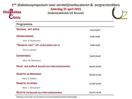 1ste diabetessymposium voor eerstelijnseducatoren & -zorgverstrekkers