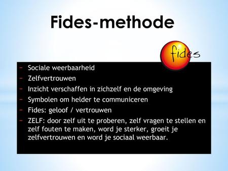 Fides-methode Sociale weerbaarheid Zelfvertrouwen