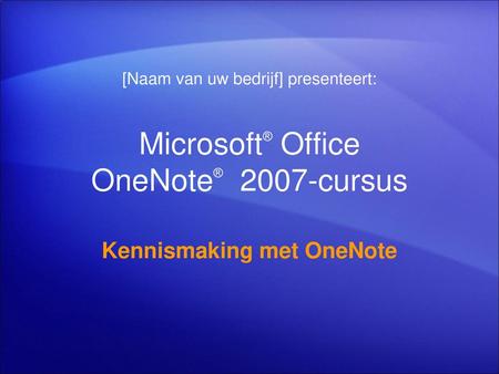 Microsoft® Office OneNote® 2007-cursus