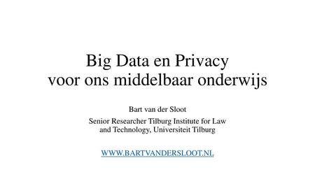 Big Data en Privacy voor ons middelbaar onderwijs