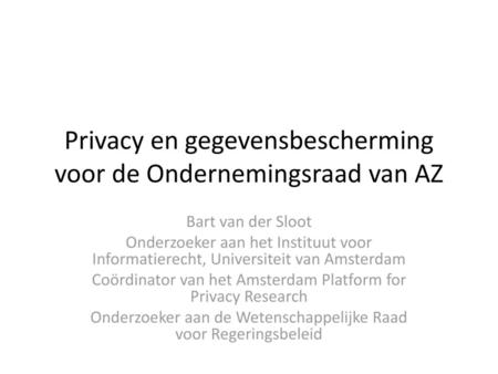 Privacy en gegevensbescherming voor de Ondernemingsraad van AZ