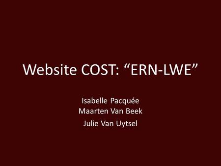 Website COST: “ERN-LWE”