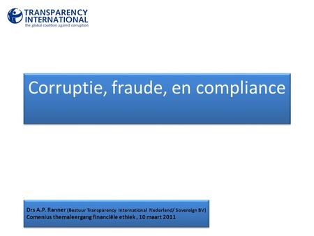 Corruptie, fraude, en compliance