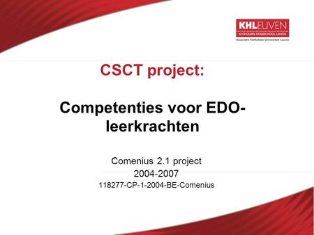 CSCT project: Competenties voor EDO- leerkrachten