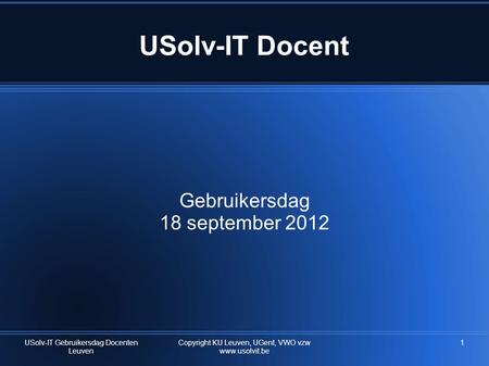 USolv-IT Docent Gebruikersdag 18 september