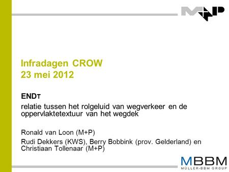 Infradagen CROW 23 mei 2012 ENDt