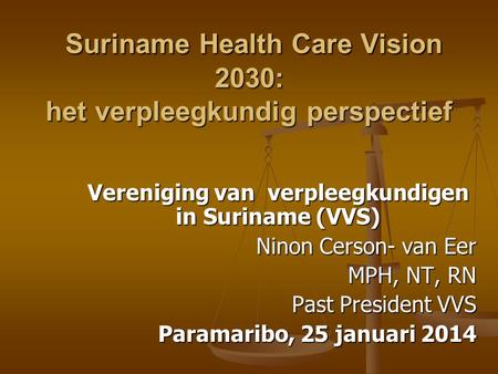 Suriname Health Care Vision 2030: het verpleegkundig perspectief