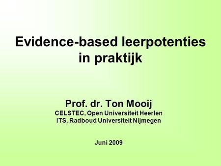 Evidence-based leerpotenties in praktijk