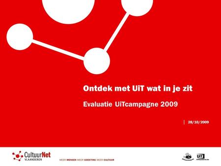 Ontdek met UiT wat in je zit Evaluatie UiTcampagne 2009 │ 28/10/2009.