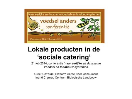 Lokale producten in de ‘sociale catering’