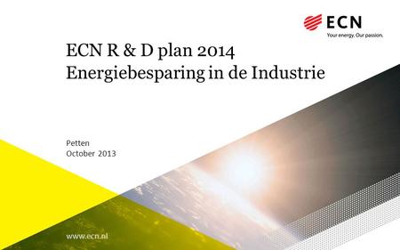 ECN R & D plan 2014 Energiebesparing in de Industrie