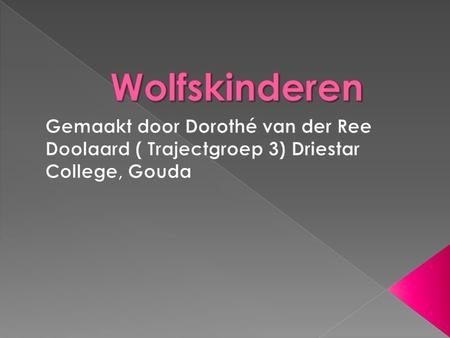 Wolfskinderen Gemaakt door Dorothé van der Ree Doolaard ( Trajectgroep 3) Driestar College, Gouda.