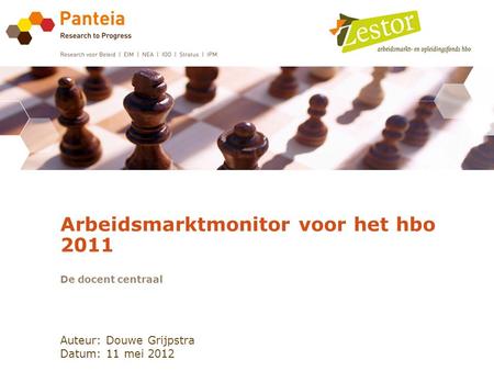 Auteur: Douwe Grijpstra Datum: 11 mei 2012 Arbeidsmarktmonitor voor het hbo 2011 De docent centraal.