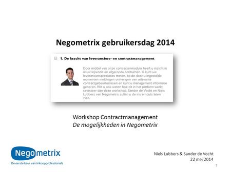 Negometrix gebruikersdag 2014