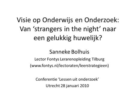 Sanneke Bolhuis Lector Fontys Lerarenopleiding Tilburg