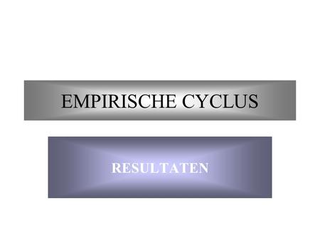 EMPIRISCHE CYCLUS RESULTATEN.