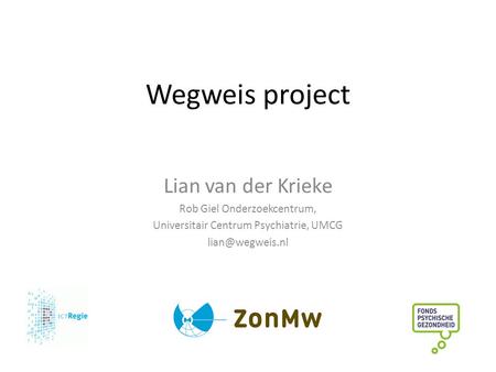 Wegweis project Lian van der Krieke Rob Giel Onderzoekcentrum,