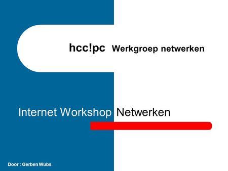 hcc!pc Werkgroep netwerken