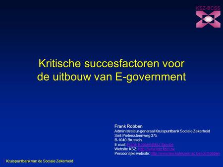 Kritische succesfactoren voor de uitbouw van E-government