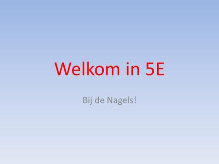 Welkom in 5E Bij de Nagels!.