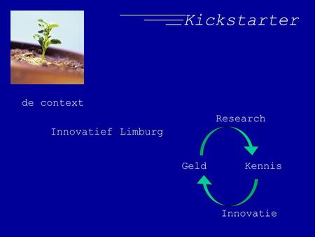 Kickstarter de context Innovatief Limburg Geld Kennis Research Innovatie.