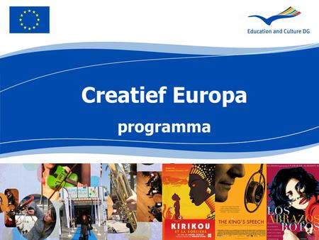 Creatief Europa programma. 2 Introductie  Kaderprogramma voor culturele en creatieve sectoren  Budgetvoorstel € 1.8 miljard (2014-2020)  37% toename.