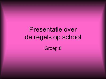 Presentatie over de regels op school Groep 8. “Eindelijk, de bel gaat”, zegt Danisha.