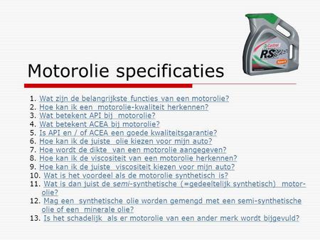 Motorolie specificaties