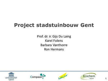 Project stadstuinbouw Gent Prof. dr. ir