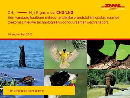 18 september 2012 CH 4 H 2 / E-gas in ICE, CNG/LNG Een vandaag haalbare milieuvriendelijke brandstof als opstap naar de toekomst, nieuwe technologieën.