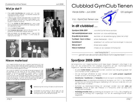 Clubblad GymClub Tienen in dit clubblad … Sportjaar