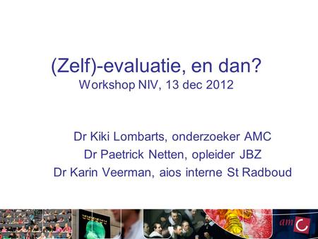 (Zelf)-evaluatie, en dan? Workshop NIV, 13 dec 2012