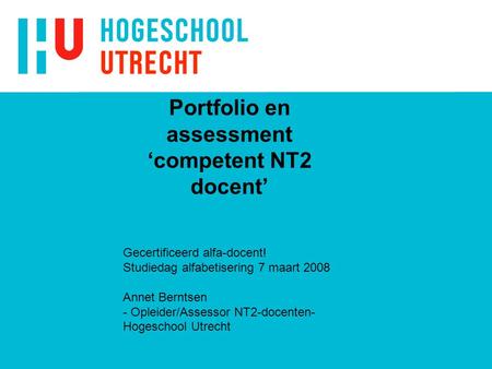 Portfolio en assessment ‘competent NT2 docent’