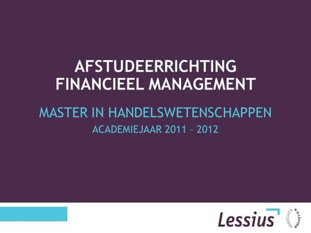 Afstudeerrichting Financieel Management