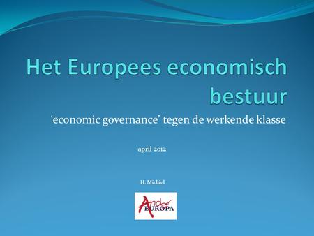 Het Europees economisch bestuur