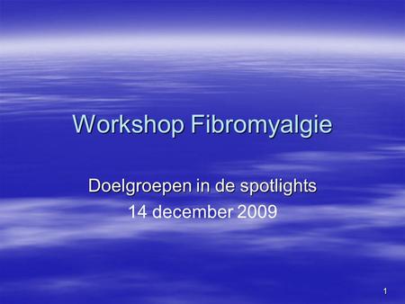 Workshop Fibromyalgie